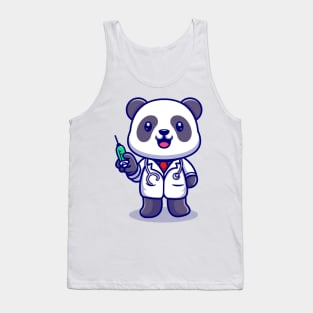 Cute Panda Doctor With Syringe Cartoon Tank Top